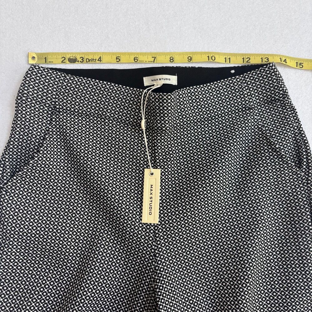 Max Studio Pull On Ankle Dress Pants Women's M Black White Retro Mod Comfort NWT - Picture 7 of 8